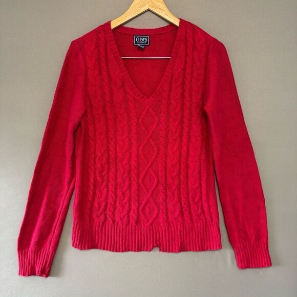 Chaps Ralph Lauren Women’s White Cable Sweater Size Large - Picture 1 of 9